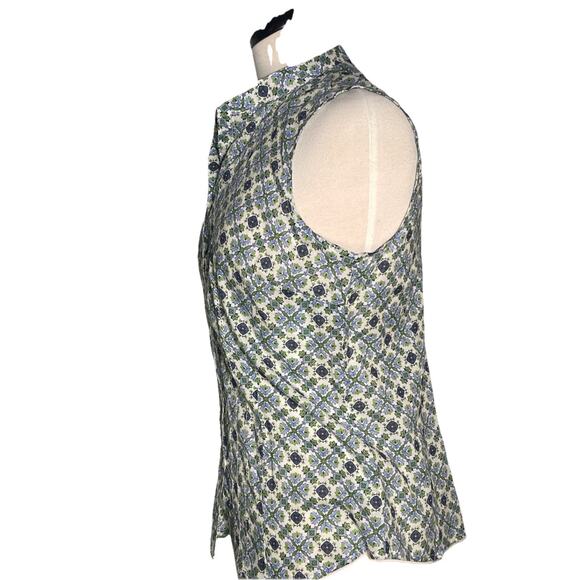 Charter Club Sleeveless Flower Print Button-Down Blouse 8- NWT - Picture 2 of 5